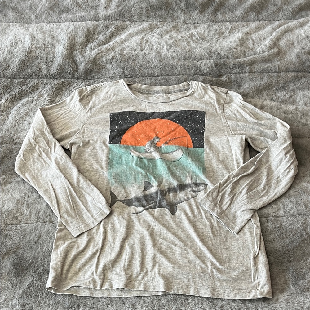 Old Navy Kids Shark Graphic Long Sleeve Tee - Gray